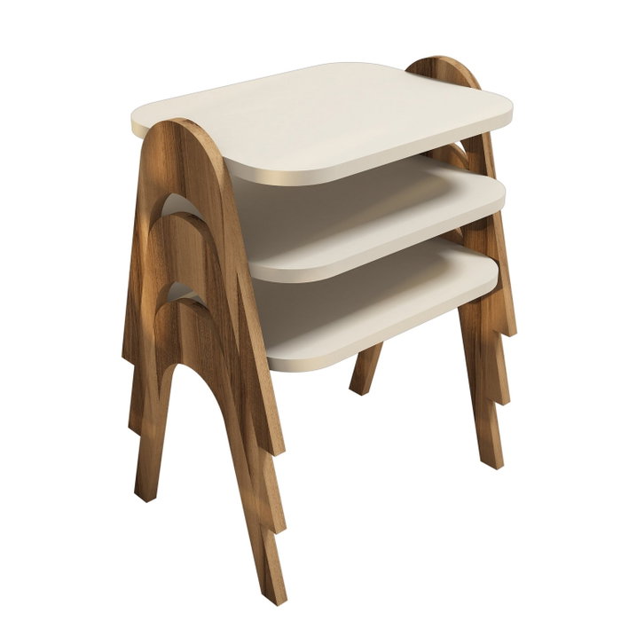 Hanah Home Paris Juego de Mesas Nido Nogal y Crema